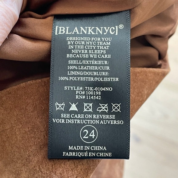 Blank NYC Brown Suede real Leather Mini Skirt Size 24 Front Slit Pockets XS - Picture 6 of 6